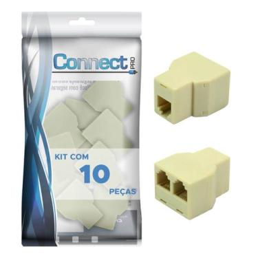 Imagem de 10 Conector Duplicador Cabo De Rede Rj11 1 Fêmea X 2 Fêmea - CONNECT P