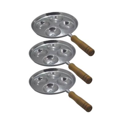 Imagem de Kit 3 Frigideiras Multi-ovo Frita 4 Ovos em Alumínio Batido