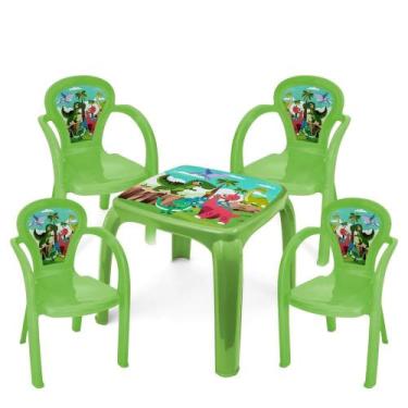Imagem de Kit Mesa Mesinha e 4 Cadeira Infantil Educativa Resistente Brincar Est