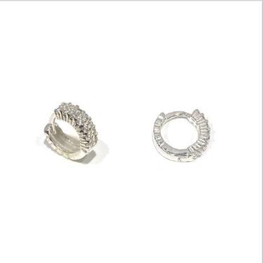 Imagem de Brinco de Prata 925 Legítima Argola Cravejada Com Zircônias - Golden M