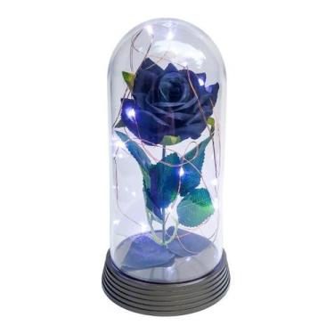 Imagem de Luminária A Rosa Encantada Preta 20 Cm Base Ouro Frio - Amor Lindo