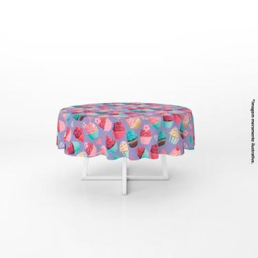Imagem de Toalha de Mesa Redonda Cupcakes 140x140cm - PRESENTE-BRINDE, Lilás