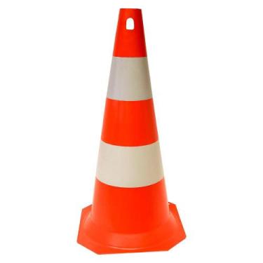Imagem de Cone Sinalização Laranja e Branco Rígido 75cm - Plastcor