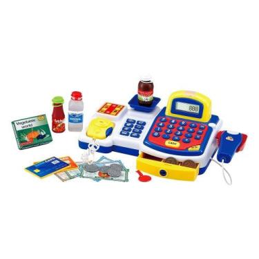 Imagem de Caixa Registradora Infantil Com Luz E Som Azul DMT3816 - DM TOYS