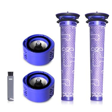 Imagem de Pacote com 4 filtros de vácuo HEPA e kit de pré-filtro compatíveis com filtros de vácuo Dyson V6 Stick (substitui as peças 965661-01 e 966741-01)