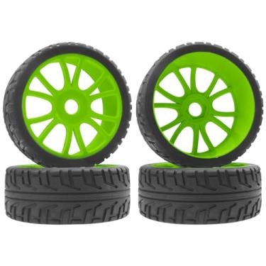 Imagem de ShareGoo 1/8 RC Buggy Off Road Tires and Wheels Rim 17mm Drive Hex Compatible with Arrma Typhon Kyosho Losi VRX Redcat Tamiya HPI 1/8 RC Off Road Buggy (Green)