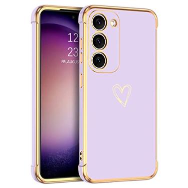 Imagem de BENTOBEN Capa para Samsung Galaxy S23, linda estampa de coração fina para S23, macia e flexível à prova de choque TPU (poliuretano termoplástico) para mulheres e meninas capa de celular leve antiderrapante para Samsung S23 de 6,1 polegadas 2023, roxa