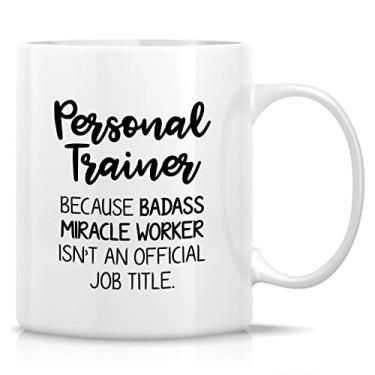 Imagem de Retreez Caneca engraçada - Personal Trainer World's Best Fitness Trainer 325 ml canecas de café de cerâmica - engraçado, sarcasmo, presentes de aniversário inspiradores para treino de halterofilismo