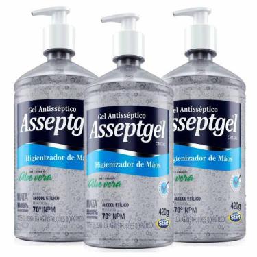 Imagem de Kit 3 Álcool Gel Antisséptico 70º Inpm 420g Asseptgel Start