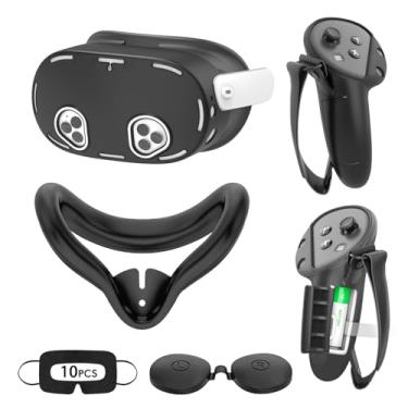 Imagem de Tyasoleil VR Silicone Case for Meta Quest 3S, Design Upgraded Accessories for Oculus Quest 3S, Face Cover, Controller Grips, Shell Cover, Lens Cover, Disposable Eye Cover (Black)