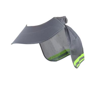 Imagem de KiBcsLic Capacete de Segurança de Aba Larga Protetor Solar Leve para Pescoço com Faixa Reflexiva Chapéu Seguro para O Verão Ao Ar Livre, Cinza, Tamanho real