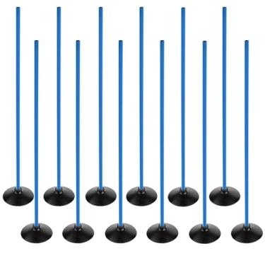 Imagem de ASENVER Conjunto de bastões de agilidade de futebol azul destacáveis para treinamento esportivo mastro slalom com base de borracha equipamento de traning esportivo (4,9 pés, pacote com 12)