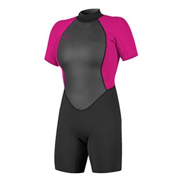 Imagem de Roupa de mergulho feminina O'Neill Reactor-2 2 mm com zíper nas costas, manga curta, preto/baga, 12