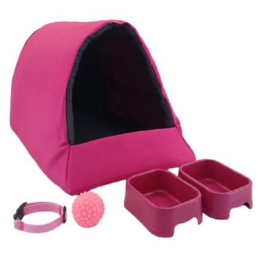 Imagem de Kit Cachorro Gato Cama Caminha Iglu Coleira Brinquedo Comedor Médio - 