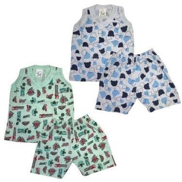 Imagem de Kit 2 Pijama Regata Menino Malha 100% Algodão Estampado - Mundo dos Ba