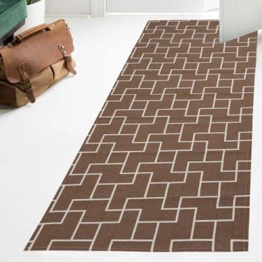 Imagem de Tapete Passadeira Geométrico Jacquard Emborrachado Antiderrapante 1,40