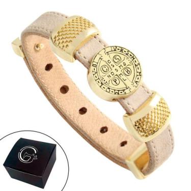 Imagem de Pulseira de Couro Feminina São Bento Bege Ajustável - GRANADO ACESSÓRI