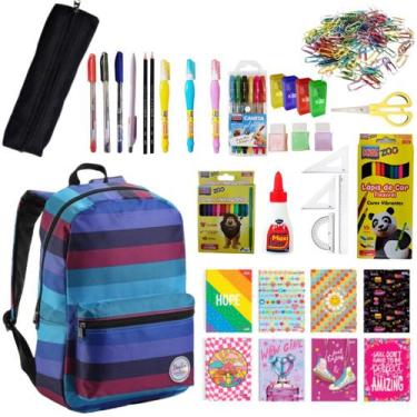 Imagem de Kit Material Escolar com 59 Itens Ensino Fundamental Colegial Universi