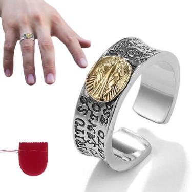 Imagem de Anel Prateado Nossa Senhora Oração Espírito Santo Regulável - Pjk Stor