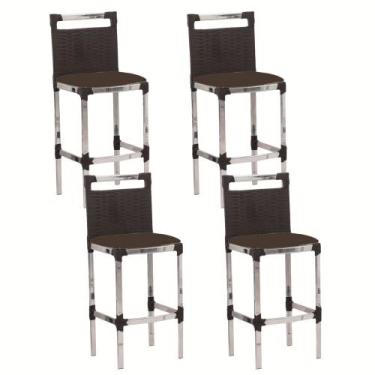 Imagem de Kit 4 Banquetas Vigor Alta Alumínio Fibra Sintética Panero - Panero Mó
