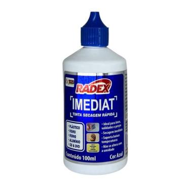 Imagem de Tinta Para Carimbo Secagem Rápida Para Plástico 100ml Azul - Radex