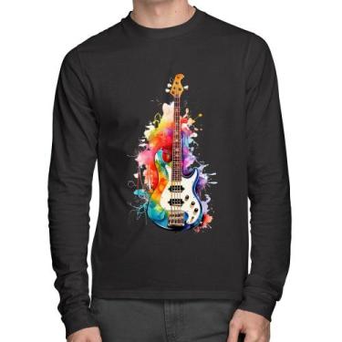 Imagem de Camiseta Algodão Contra Baixo Watercolor Manga Longa - Foca na Moda, P