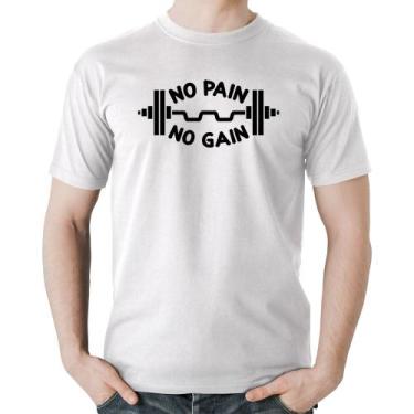 Imagem de Camiseta Algodão No Pain No Gain - Foca na Moda, Branco, GG