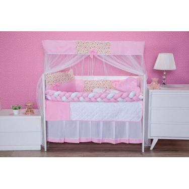 Imagem de Kit Berço Americano 11 Peças Com Mosquiteiro e Trança (Menina e Menino