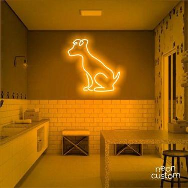 Imagem de luminaria letreiro Neon Led Dog Sentado 02 60x60 luminoso decoração p/