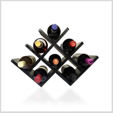 Imagem de Adega De Vinhos Portátil P/ 8 Garrafas De Madeira Mdf Preta - Zeelux