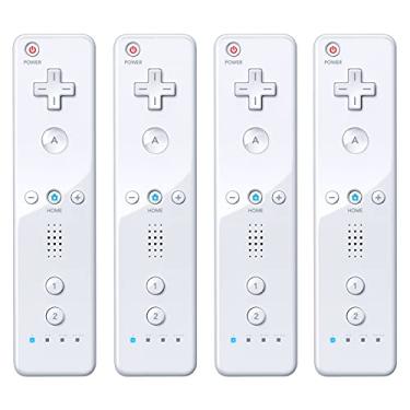 Imagem de Controle Wii Pacote com 4, controle remoto BUERTT Wii para console Wii U e Wii, substituição para controle Nintendo Wii, branco