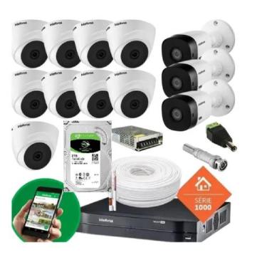 Imagem de Kit Cftv 4 Câmeras Multi Hd 720p 1m Dvr Intelbras Mhdx 4 canais