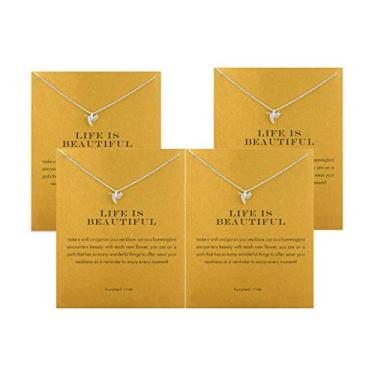 Imagem de Colar de Trevo da Amizade e Elefante de Boa Sorte da Hundred River - Pacote com 4 Colares para Mulheres - Liga - Unissexo