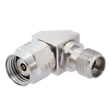 Imagem de withwave Adaptador de micro-ondas de precisão 1,85 mm macho para fêmea de 2,92 mm (ângulo direito), CC para 40 GHz, 50 Ohm, corpo de aço inoxidável