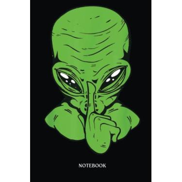 Imagem de Alien Notebook: Silence Alien For Kids Women Men Ufo Green Alien Head | Alien Journal, Lined Journal Ufo, Ufo Journal, Lined Journal Alien, Size 6 X 9", 120 Pages.