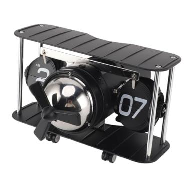 Imagem de Relógio de Mesa Mecânico para Aeronaves, Função de Lembrete de Função de Temporização Prática Relógio Flip de Avião de Aço Inoxidável 304 Criativo para Laboratório (Preto)