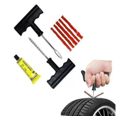 Imagem de Kit Reparo Pneu Remendo Profissional Carro Moto + 3 Macarrão - Aço For