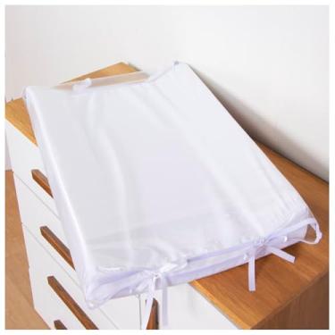 Imagem de Trocador Anatômico Impermeável Troca Fralda Bebê Menino Menina para Cômoda e Berço (Branco c/Capa Plástica)