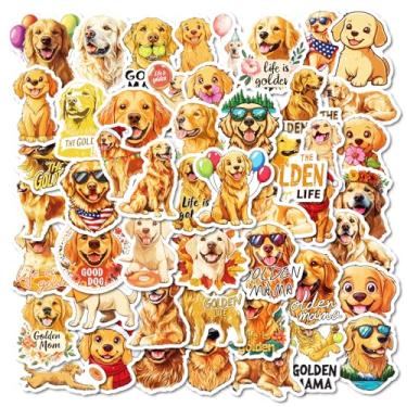 Imagem de Pacote de 50 adesivos Golden Retriever para crianças, adolescentes e adultos, lindos adesivos de vinil à prova d'água para garrafas de água, bagagem, computador, skate, laptop, telefone, guitarra