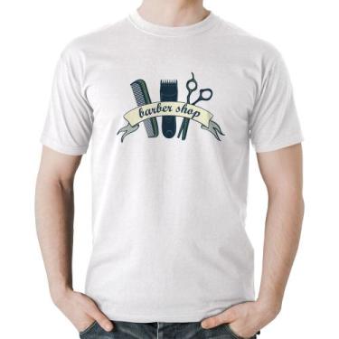 Imagem de Camiseta Algodão Salão Masculino Barber Shop - Foca na Moda, Branco, M