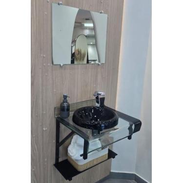 Imagem de Gabinete De Vidro Lavabo Banheiro Curva Dupla 40x40cm  50x40 cm  60x40