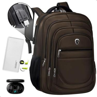 Imagem de Kit Mochila Executiva Trabalho Saida USB + Carregador Portátil + Fone 