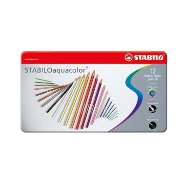 Imagem de Lápis de Cor Aquarelável – STABILO Aquacolor – Estojo metálico com 12 unidades – Em 12 cores