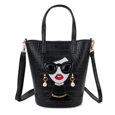 Imagem de ENJOININ Novidade Bolsa feminina 3D com alça superior, bolsa clutch para mulheres, bolsas de ombro exclusivas, Preto A