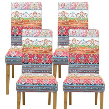 Imagem de Comfy Gate Pacote com 4 capas de cadeira de sala de jantar, capas de cadeira para sala de jantar, conjunto de 4 capas elásticas para cadeira de jantar, conjunto de 4 protetores de cadeira de cozinha,