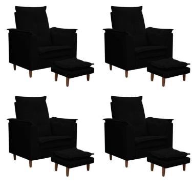 Imagem de Kit 04 Poltronas Maria Para Amamentação E Descanso Com Puff Confortável Suede Preto Mabe Magazine