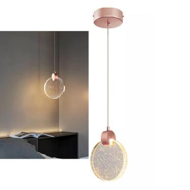Imagem de Lustre Luminaria Pendente Teto Lua De Cristal Com Bolhas Iluminaçao Led Decoraçao Cozinha Quarto Sala Estar