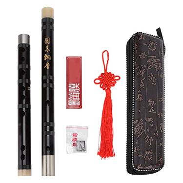 Imagem de Flauta chinesa Dizi, flauta de bambu tradicional vintage 54 cm para desempenho para iniciantes para exame de nível para amantes da música (G, azul)