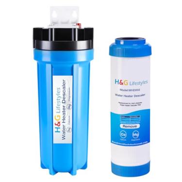 Imagem de H&G Lifestyles Sistema de filtragem de água inibidor de cálcio inibidor de cálcio em linha suaviza a água evita o acúmulo de incrustações em aquecedores de água quente e tubos de caldeiras