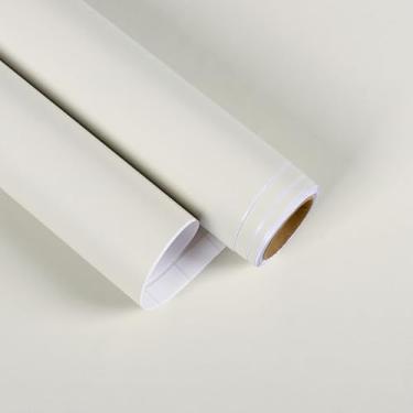 Imagem de EaseStick Papel de parede branco de 39,94 cm x 406,4 cm, descasque e cole papel de contato branco fosco removível para bancadas, à prova d'água, papel de parede de cor sólida, papel de parede de vinil